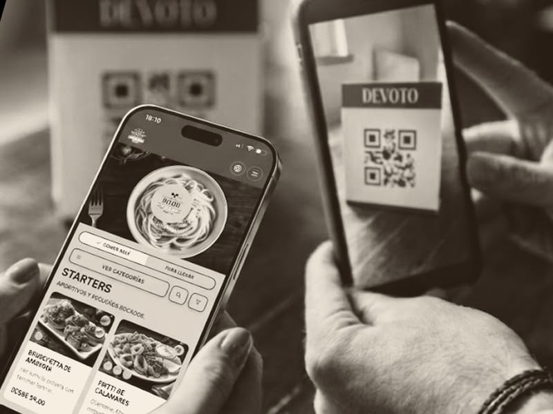 Guest browsing the Snapbyte menu while another scans the QR code